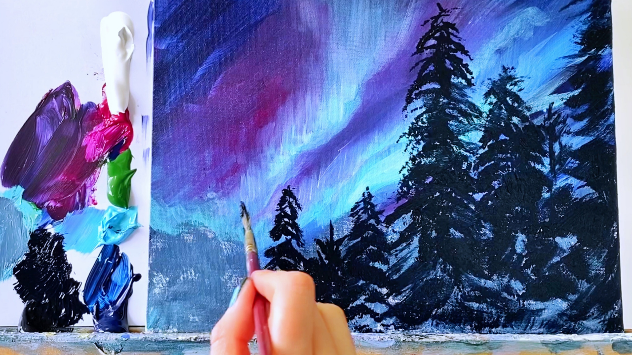 Acrylic Painting Tutorial Winter Scene Beginners Katie Jobling